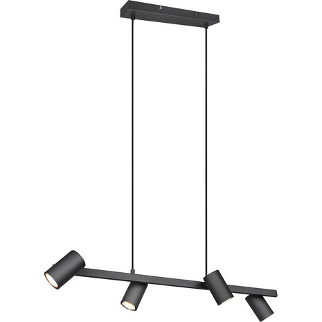 HLW LED Zwarte LED Hanglamp Trion Milona - 4-lichts, GU10 Fitting, Mat Zwart Aluminium HLW LED Zwarte LED Hanglamp Trion Milona - 4-lichts, GU10 Fitting, Mat Zwart Aluminium