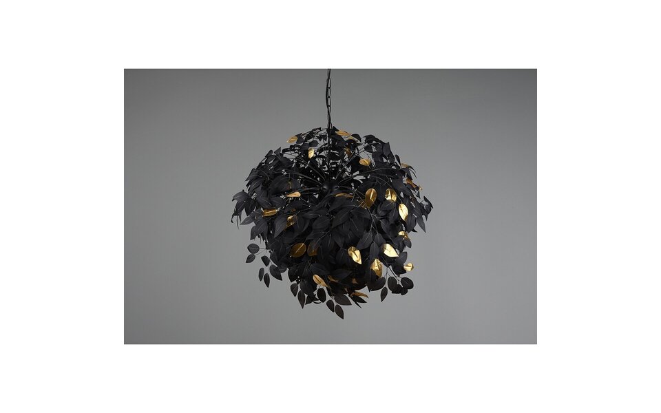 HLW LED Trion Lovy LED Kroonluchter - Zwarte LED Hanglamp met Gouden Accenten, 4-lichts, E14 Fitting HLW LED Trion Lovy LED Kroonluchter - Zwarte LED Hanglamp met Gouden Accenten, 4-lichts, E14 Fitting