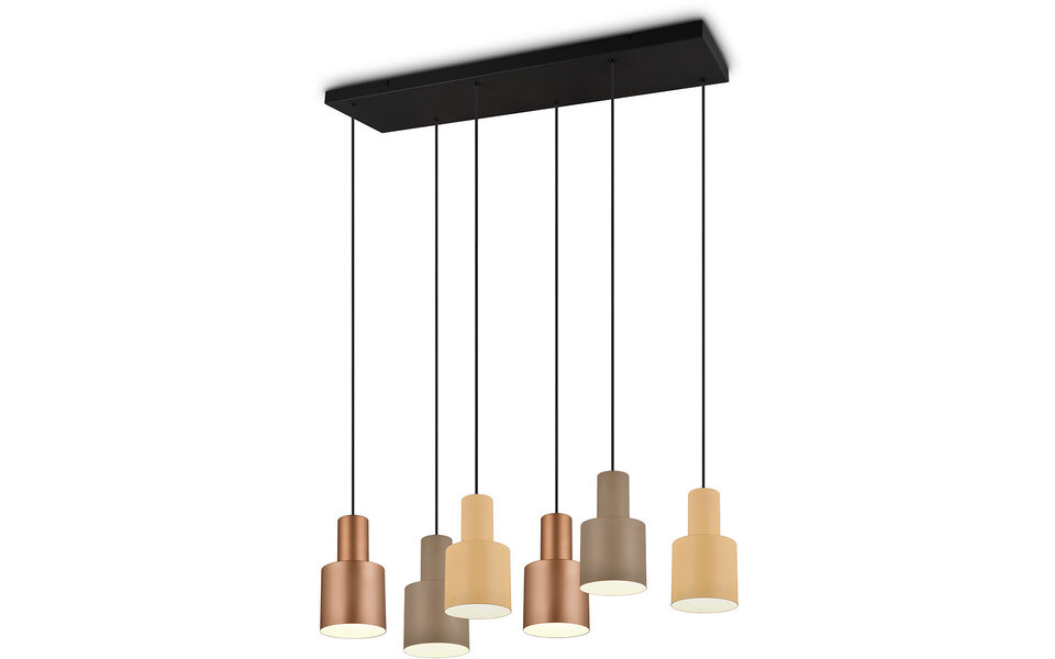 HLW LED LED Hanglamp Trion Agido - Zwarte 6-lichts LED lamp met multicolor kap