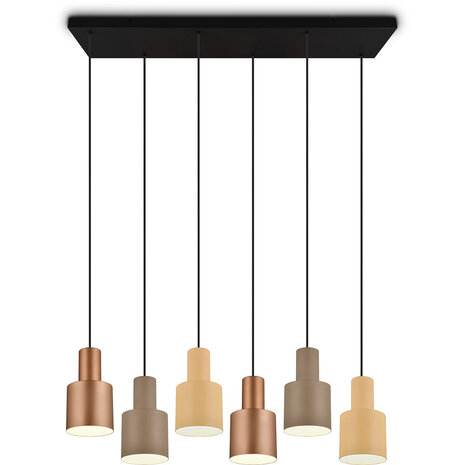 HLW LED LED Hanglamp Trion Agido - Zwarte 6-lichts LED lamp met multicolor kap