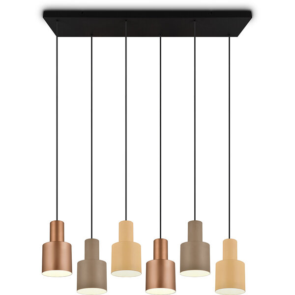HLW LED LED Hanglamp Trion Agido - Zwarte 6-lichts LED lamp met multicolor kap