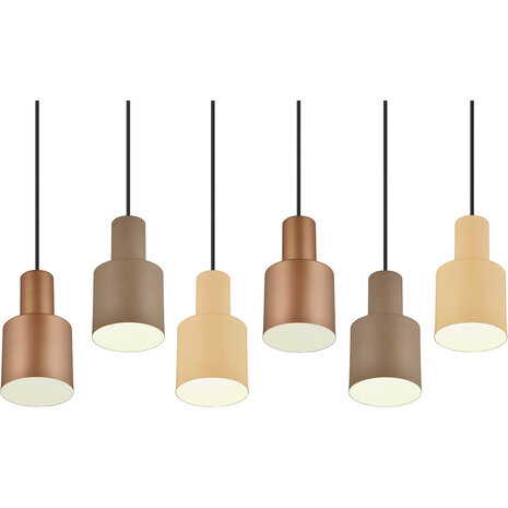 HLW LED LED Hanglamp Trion Agido - Zwarte 6-lichts LED lamp met multicolor kap