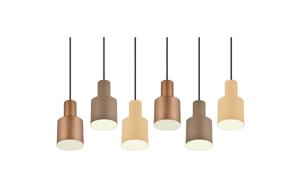 HLW LED LED Hanglamp Trion Agido - Zwarte 6-lichts LED lamp met multicolor kap