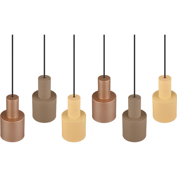 HLW LED LED Hanglamp Trion Agido - Zwarte 6-lichts LED lamp met multicolor kap