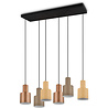 HLW LED LED Hanglamp Trion Agido - Zwarte 6-lichts LED lamp met multicolor kap