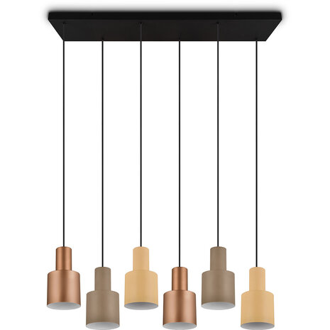 HLW LED LED Hanglamp Trion Agido - Zwarte 6-lichts LED lamp met multicolor kap