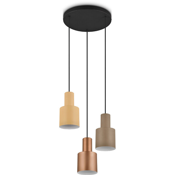HLW LED LED Hanglamp Trion Agido – Zwarte 3-lichts LED lamp met multicolor lampenkap HLW LED LED Hanglamp Trion Agido – Zwarte 3-lichts LED lamp met multicolor lampenkap