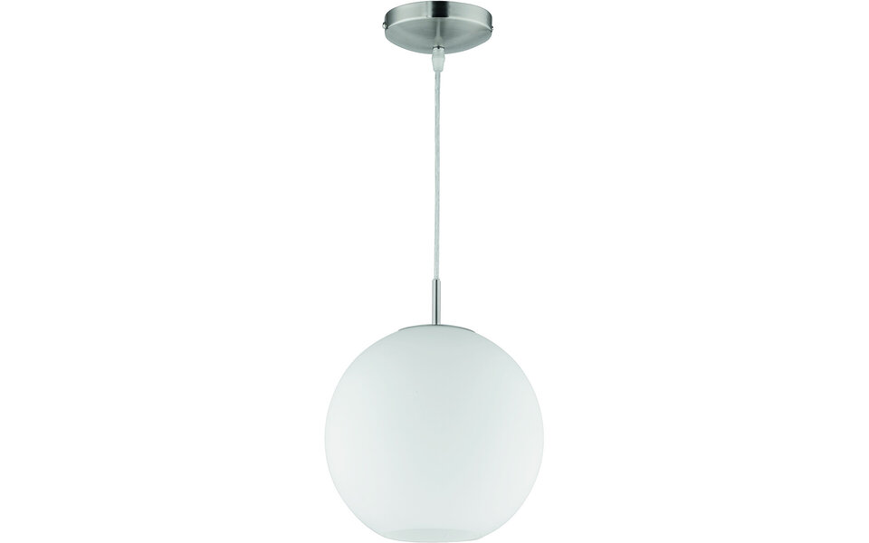 HLW LED LED Hanglamp Mat Nikkel - Aluminium & Wit Glas, E27 Fitting, Rond Design