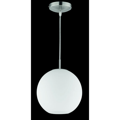 HLW LED LED Hanglamp Mat Nikkel - Aluminium & Wit Glas, E27 Fitting, Rond Design HLW LED LED Hanglamp Mat Nikkel - Aluminium & Wit Glas, E27 Fitting, Rond Design