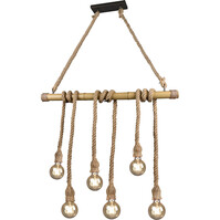 LED Hanglamp Hout Trion Wolmi - Mat Bruin, 6x E27 Fitting