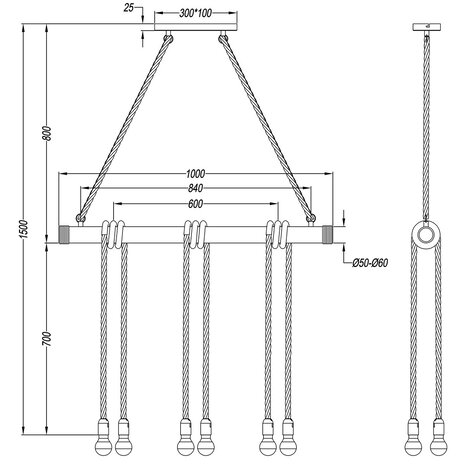 HLW LED LED Hanglamp Hout Trion Wolmi - Mat Bruin, 6x E27 Fitting, Robuust & Energiezuinig