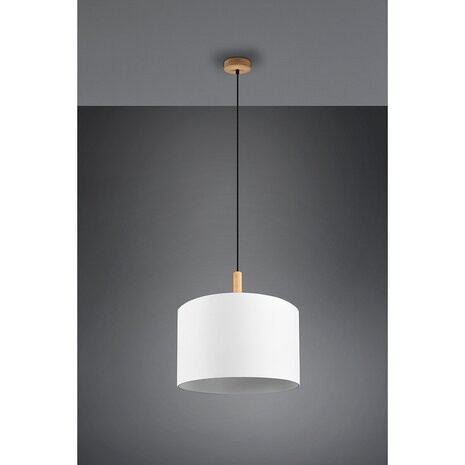 HLW LED LED Hanglamp Hout Trion Kiblon - Mat Bruin, Rond, E27 Fitting, Verstelbaar