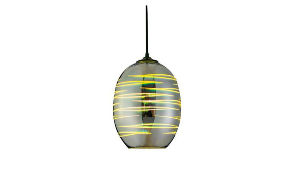 HLW LED LED Hanglamp met Glas 3D-effect - Ovaal Chroom, Verstelbaar, E27 LED Lamp
