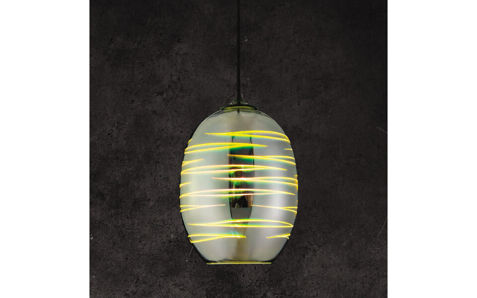 HLW LED LED Hanglamp met Glas 3D-effect - Ovaal Chroom, Verstelbaar, E27 LED Lamp