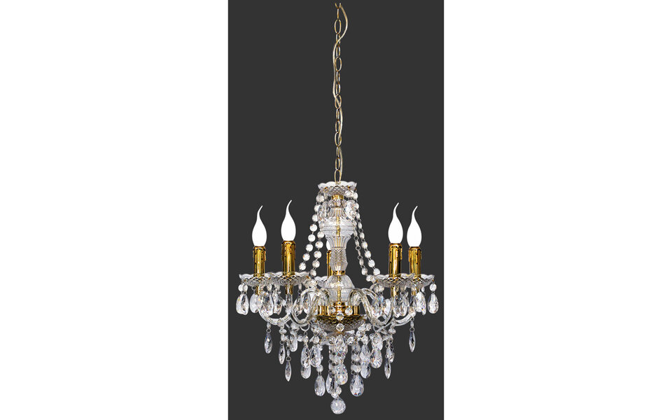 HLW LED LED Kroonluchter Trion Lucy - Gouden LED Hanglamp met 5 E14 lichtpunten