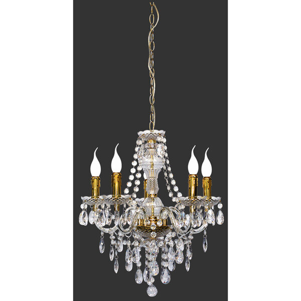 HLW LED LED Kroonluchter Trion Lucy - Gouden LED Hanglamp met 5 E14 lichtpunten