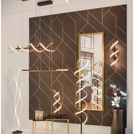 HLW LED Dimbare Gouden LED Hanglamp 35W - Metalen LED Lamp Trion Laz met Aanpasbare Kleur