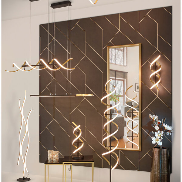 HLW LED Dimbare Gouden LED Hanglamp 35W - Metalen LED Lamp Trion Laz met Aanpasbare Kleur