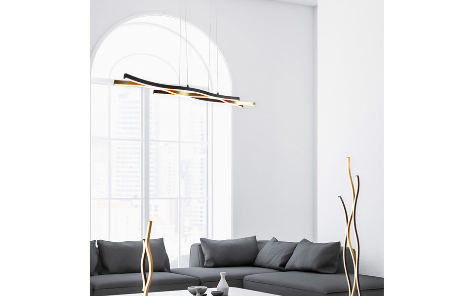 HLW LED Dimbare Gouden LED Hanglamp 35W - Metalen LED Lamp Trion Laz met Aanpasbare Kleur