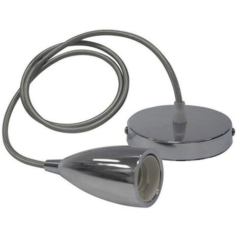 Industriële LED Hanglamp Edysa - Ronde Mat Chroom Aluminium E27 Fitting Industriële LED Hanglamp Edysa - Ronde Mat Chroom Aluminium E27 Fitting