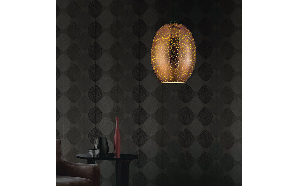 HLW LED LED Hanglamp met Glas 3D Effect - Ovaal Koper Quanta, Geschikt voor LED lamp E27 HLW LED LED Hanglamp met Glas 3D Effect - Ovaal Koper Quanta, Geschikt voor LED lamp E27