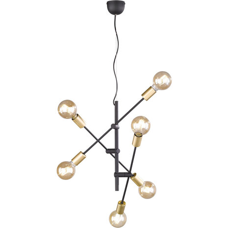 Gouden LED Hanglamp Trion Ross - 6-lichts E27 Fitting, Mat Goud, Aluminium Gouden LED Hanglamp Trion Ross - 6-lichts E27 Fitting, Mat Goud, Aluminium