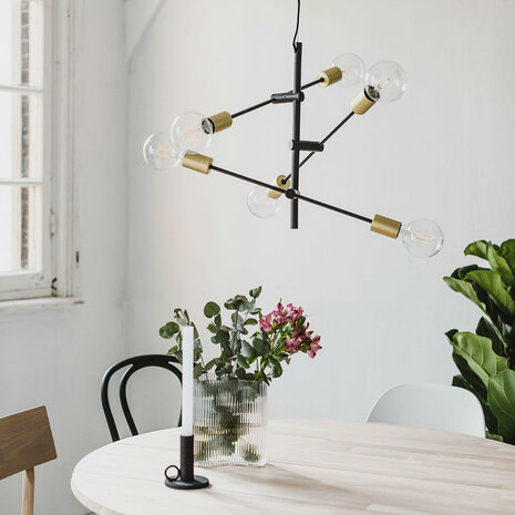 HLW LED Gouden LED Hanglamp Trion Ross - 6-lichts E27 Fitting, Mat Goud, Aluminium HLW LED Gouden LED Hanglamp Trion Ross - 6-lichts E27 Fitting, Mat Goud, Aluminium