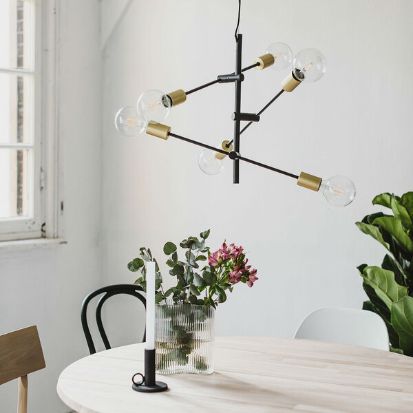 HLW LED Gouden LED Hanglamp Trion Ross - 6-lichts E27 Fitting, Mat Goud, Aluminium HLW LED Gouden LED Hanglamp Trion Ross - 6-lichts E27 Fitting, Mat Goud, Aluminium