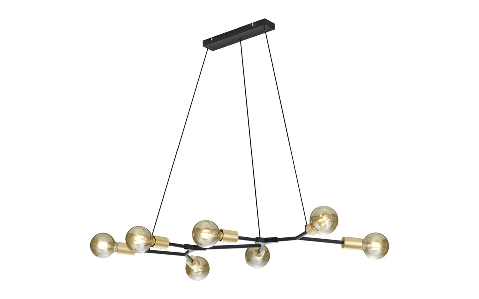 HLW LED Moderne Zwarte LED Hanglamp Trion Ross - 7-lichts, Aluminium, E27 Fitting