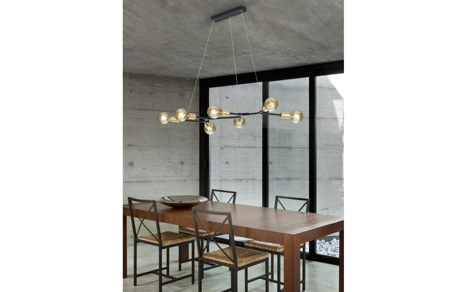 HLW LED Moderne Zwarte LED Hanglamp Trion Ross - 7-lichts, Aluminium, E27 Fitting