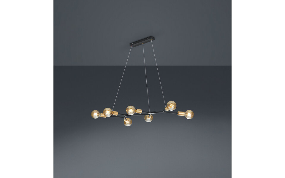 HLW LED Moderne Zwarte LED Hanglamp Trion Ross - 7-lichts, Aluminium, E27 Fitting