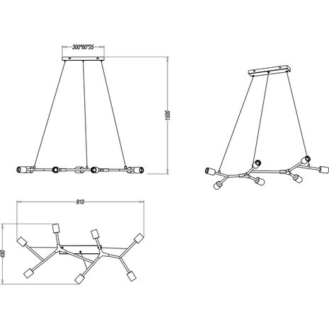 HLW LED Moderne Zwarte LED Hanglamp Trion Ross - 7-lichts, Aluminium, E27 Fitting HLW LED Moderne Zwarte LED Hanglamp Trion Ross - 7-lichts, Aluminium, E27 Fitting