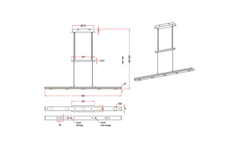 HLW LED LED Hanglamp Trion Lacy 21W - Dimbaar, Aanpasbare Kleur, Mat Nikkel