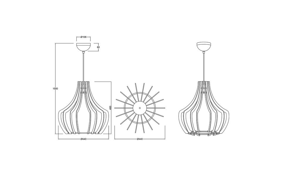 HLW LED LED Hanglamp Hout Trion Wody - Verstelbare E27 LED Lamp, Mat Lichtbruin