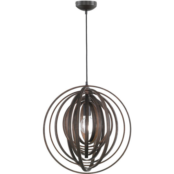 HLW LED LED Hanglamp Hout Trion Bola - E27 Fitting, Rond en Mat Donkerbruin