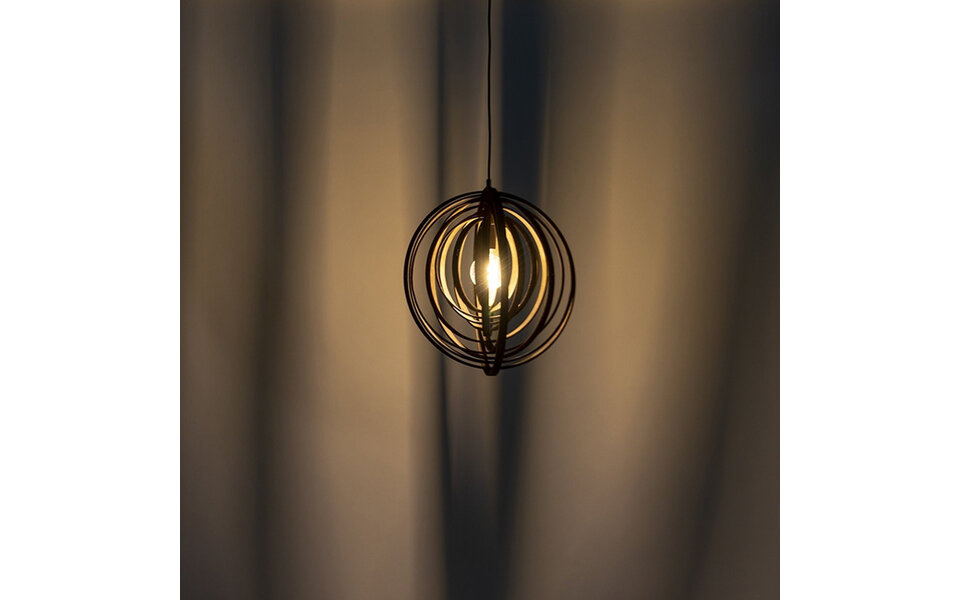 HLW LED LED Hanglamp Hout Trion Bola - E27 Fitting, Rond en Mat Donkerbruin