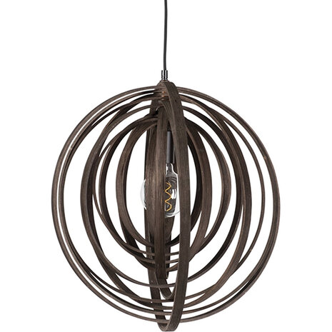 HLW LED LED Hanglamp Hout Trion Bola - E27 Fitting, Rond en Mat Donkerbruin