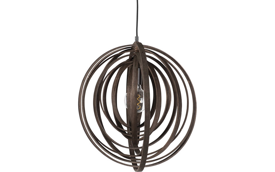 HLW LED LED Hanglamp Hout Trion Bola - E27 Fitting, Rond en Mat Donkerbruin