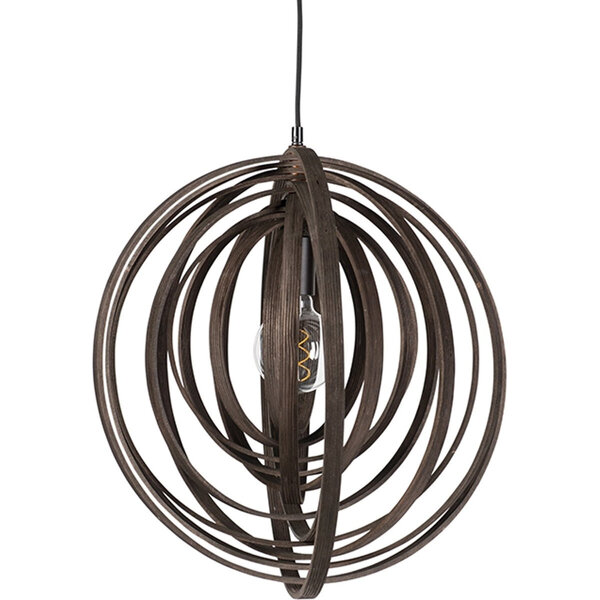 HLW LED LED Hanglamp Hout Trion Bola - E27 Fitting, Rond en Mat Donkerbruin