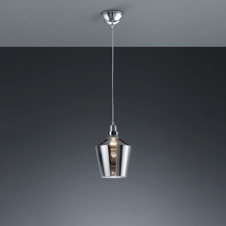 HLW LED LED Hanglamp met Glas Trion Colia - Rond Rookglas & Glans Chroom HLW LED LED Hanglamp met Glas Trion Colia - Rond Rookglas & Glans Chroom