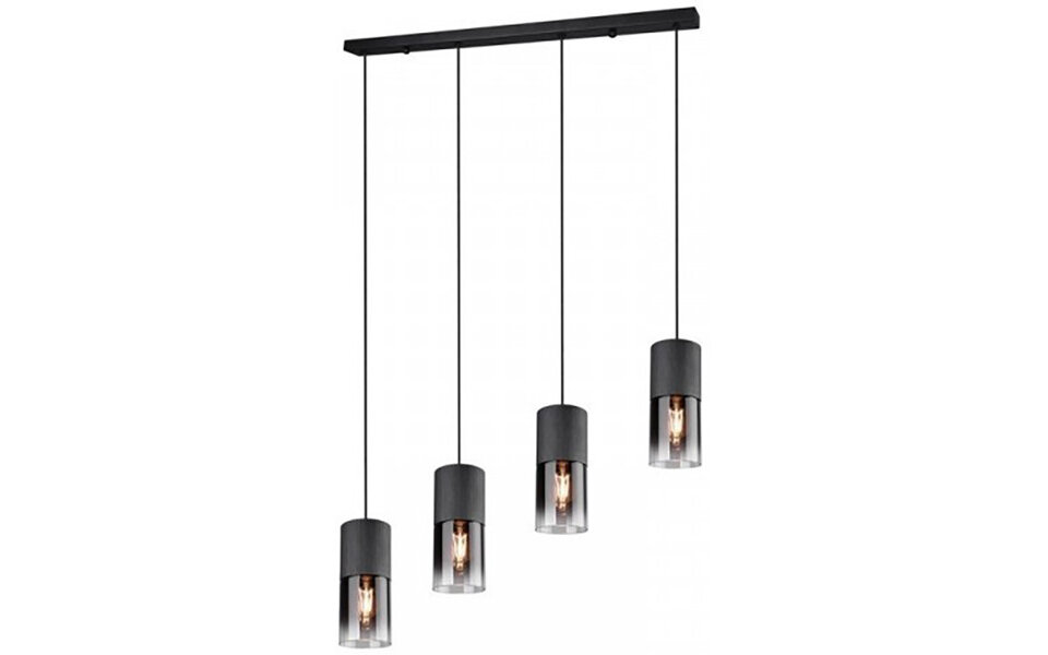 HLW LED Zwarte LED Hanglamp met Glas - Trion Roba 4-lichts Rechthoek, E27 fitting