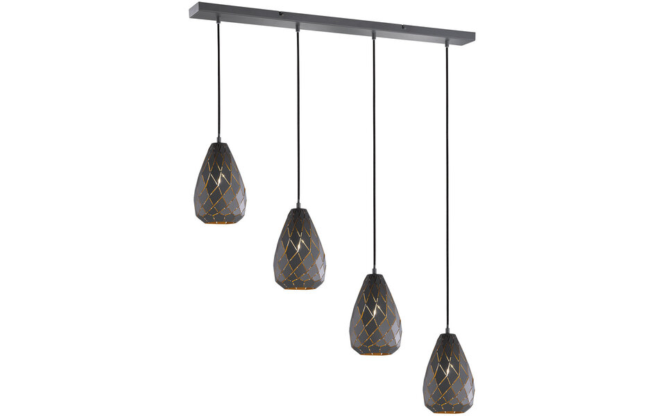 HLW LED LED Hanglamp Trion Uno - 4-lichts Rond Mat Antraciet Aluminium, E27 Fitting HLW LED LED Hanglamp Trion Uno - 4-lichts Rond Mat Antraciet Aluminium, E27 Fitting