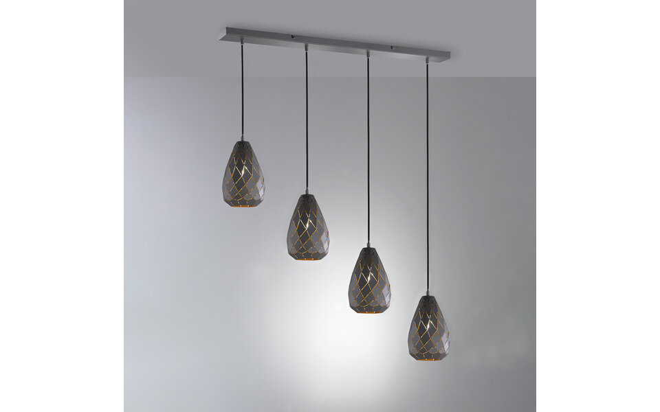 HLW LED LED Hanglamp Trion Uno - 4-lichts Rond Mat Antraciet Aluminium, E27 Fitting HLW LED LED Hanglamp Trion Uno - 4-lichts Rond Mat Antraciet Aluminium, E27 Fitting