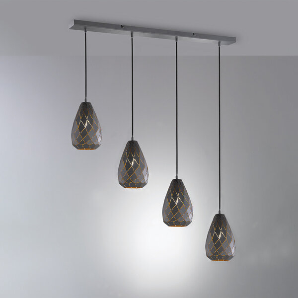 HLW LED LED Hanglamp Trion Uno - 4-lichts Rond Mat Antraciet Aluminium, E27 Fitting HLW LED LED Hanglamp Trion Uno - 4-lichts Rond Mat Antraciet Aluminium, E27 Fitting