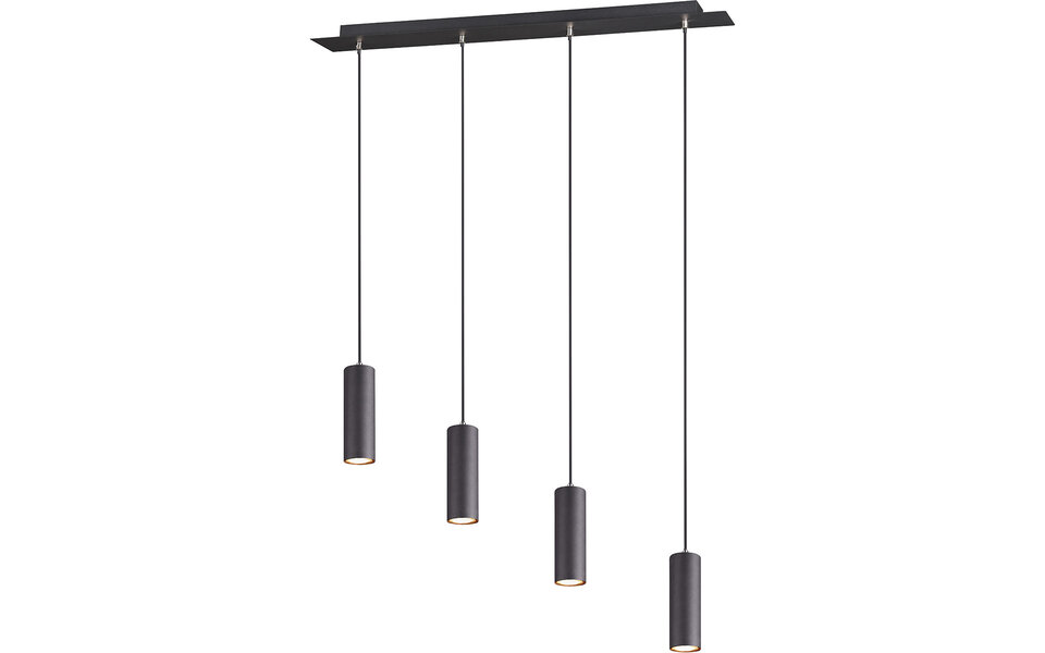 HLW LED LED Hanglamp Trion Mary - Mat Zwart Aluminium, 4-lichts met GU10