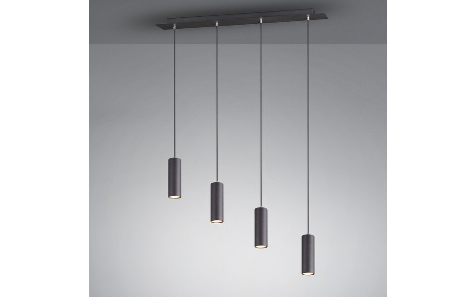 HLW LED LED Hanglamp Trion Mary - Mat Zwart Aluminium, 4-lichts met GU10