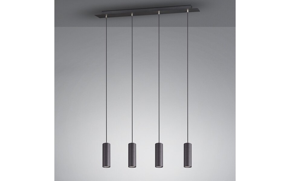 HLW LED LED Hanglamp Trion Mary - Mat Zwart Aluminium, 4-lichts met GU10