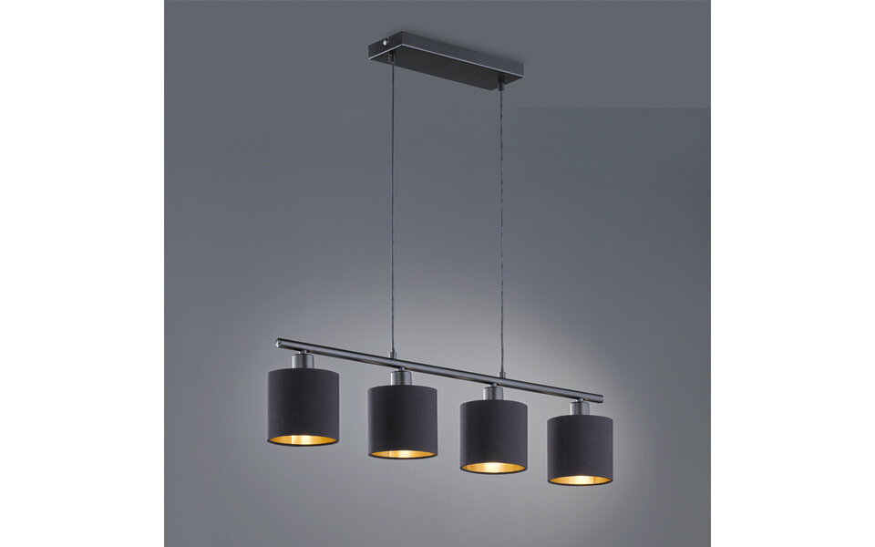 HLW LED LED Hanglamp Trion Torry - Mat Zwarte LED Hanglamp met Aluminium & 4 E14 Fittingen