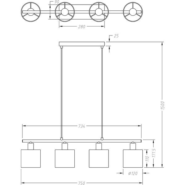HLW LED LED Hanglamp Trion Torry - Mat Zwarte LED Hanglamp met Aluminium & 4 E14 Fittingen HLW LED LED Hanglamp Trion Torry - Mat Zwarte LED Hanglamp met Aluminium & 4 E14 Fittingen