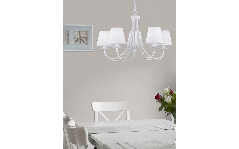 HLW LED LED Hanglamp Mat Wit - 5-Lichts Rond Aluminium LED Lamp met E14 Fitting